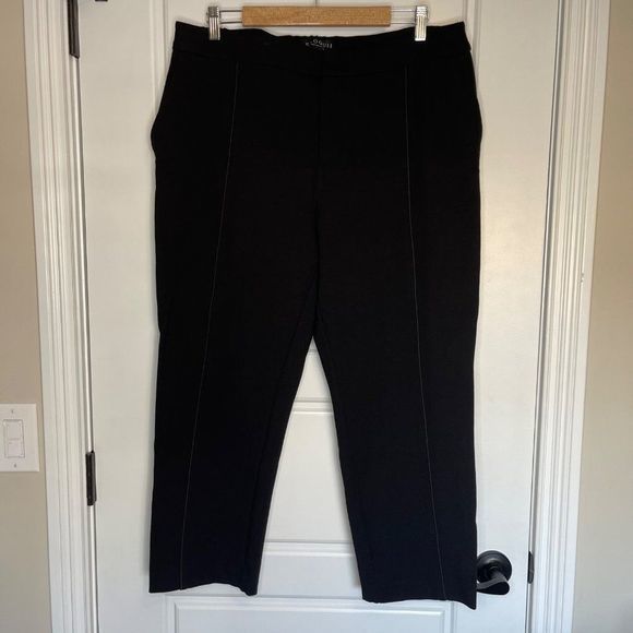 Eloquii Women's Front Stripe Textured Black Skinny Dress Pants Size 18 Short - Picture 2 of 15